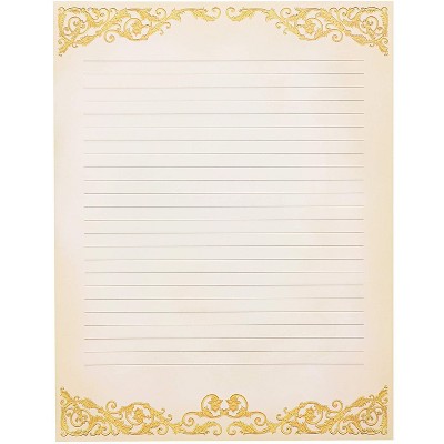 48-pack Vintage Stationery Paper Classic Gold Border Old Fashion Aged ...