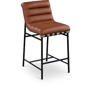 Meridian Furniture,Burke Cognac Vegan Leather Counter Stool - 1 of 4
