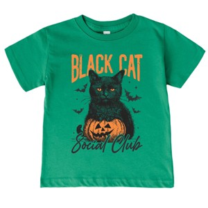 Black Cat Social Club Pumpkin - Youth Short Sleeve Graphic T-Shirt and Toddler Short Sleeve Graphic T-Shirt - 1 of 3