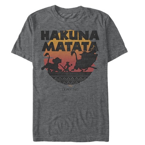 Men's Lion King Hakuna Matata Sunset Circle T-shirt - Charcoal Heather ...