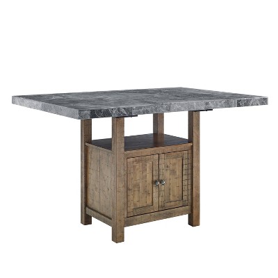 Grayson Gray Marble and Driftwood 7-Piece Counter Dining Set
