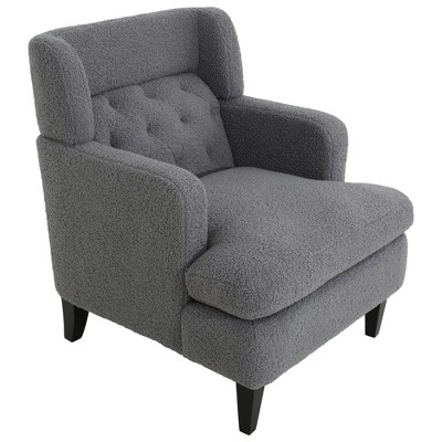 CAVINAS 18.9" Teddy Upholstered Accent Chair with Tufted Back&Tapered Legs,400lbs Max,Modern Sofa Chair for Living Room,Elegant Lounge Chair