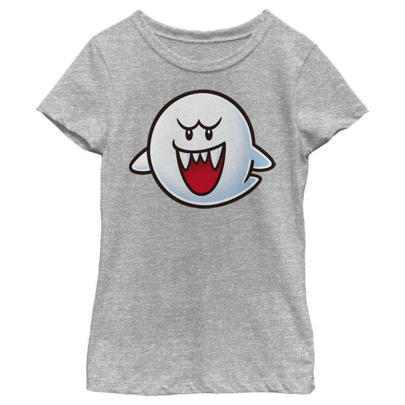 Girl's Nintendo Mario Boo Ghost Smile T-Shirt, 1 of 5