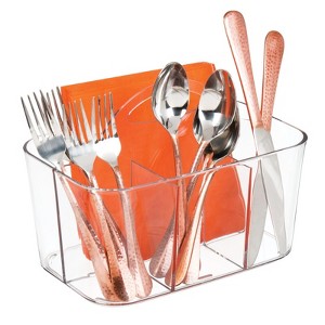 mDesign Plastic Cutlery Storage Organizer Caddy Bin Tote with Handle - 1 of 4
