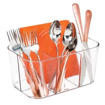 mDesign Plastic Cutlery Storage Organizer Caddy Bin Tote with Handle