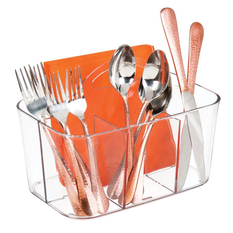 mDesign Plastic Cutlery Storage Organizer Caddy Bin Tote with Handle, 1 of 9