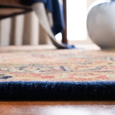Hand-Tufted Blue and Red Wool Rectangular Area Rug, 5' x 8'