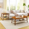 Infurnic Desks Mid-Century Side Table with Woven Shelf, Boho Side Table with Storage, Bedside Tables, Small Side Table, Brown, 23"*23"*23" - 4 of 4
