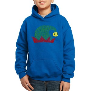 LA Pop Art Christmas Elf Hat - Boy's Word Art Hooded Sweatshirt - 1 of 4