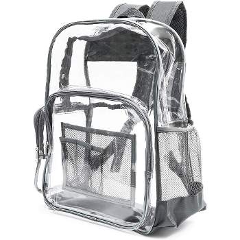Juvale Clear Backpack Stadium Approved, See Through Bag for Sports, Concert & Festival Events, Gray Trim, 6x12.5x17.5 In