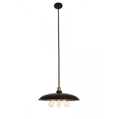 Elegant Lighting Anders Collection Chandelier D20.5 H6.5 Lt:3 Black and Brass Finish