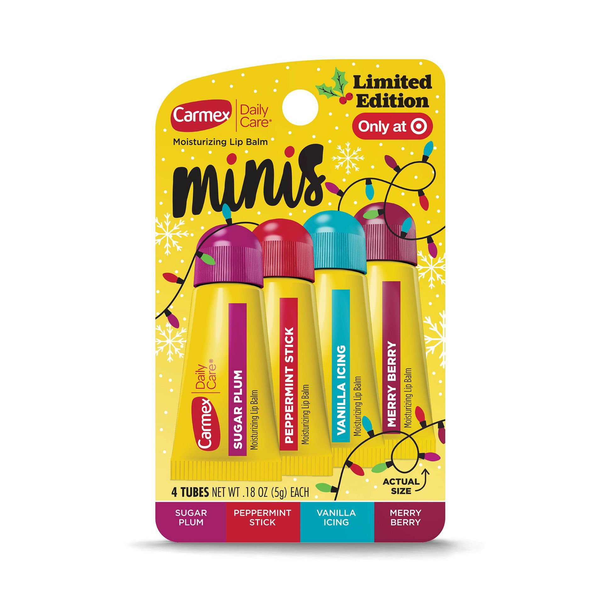 Carmex Daily Care Holiday Limited Edition Minis Lip Balm Sticks - 0.18oz/4ct