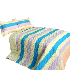 Slickblue 3 PC Handmade Full/Queen Quilt Set, Reversible Vermicelli Quilted, Horizontal Stripes, 37 Color Options - 1 of 4