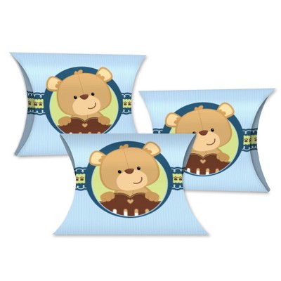 Big Dot of Happiness Baby Boy Teddy Bear - Favor Gift Boxes - Baby Shower Petite Pillow Boxes - Set of 20