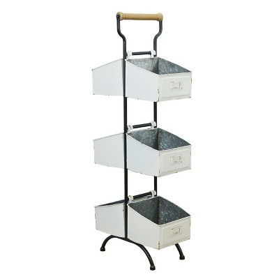 VIP Metal 38 in. White Three Tiered Market Bin