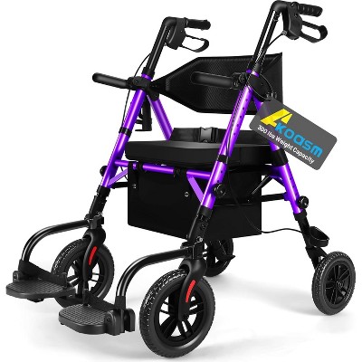 Lycvki Foldable 2 in 1 Rollator Walker with Brakes and Adjustable Seat, Handle