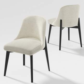 Neutypechic Modern Dining Chair with Upholstery and Wooden Legs (Set of 2)