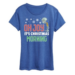 Women's - SpongeBob SquarePants - Oh Joy It's Christmas Morning Short Sleeve Graphic T-Shirt - 1 of 4