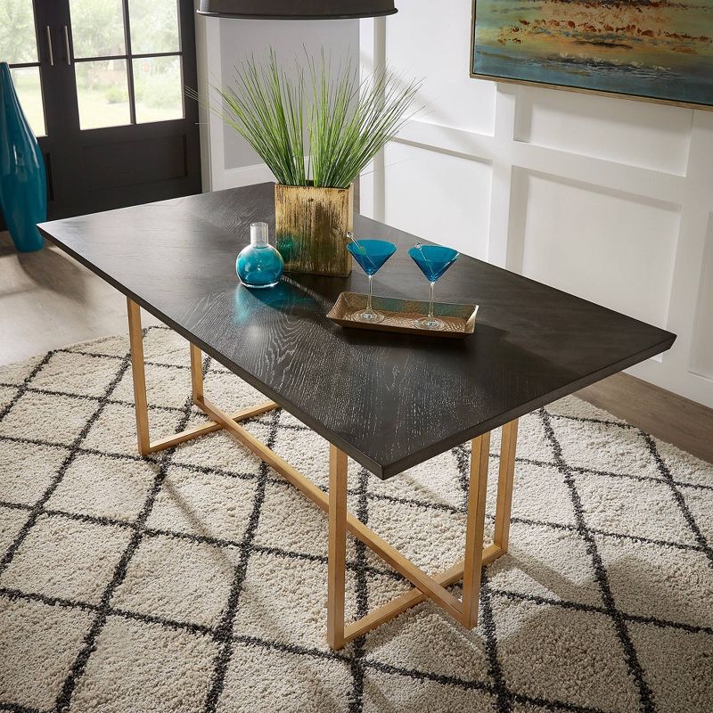 68&#34; Jay Charcoal Brown and Gold Finish Rectangular Dining Table Brown - Inspire Q, 4 of 10