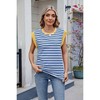 Clearlove Womens Tops Summer Cap Sleeve Pullover Crew Neck Tank Tops Basic Tee Shirts Casual Striped Loose Fit Clothes - 2 of 4