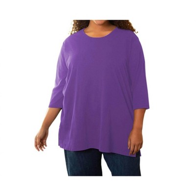 Women's Cotton 3/4 Sleeve U-Neck Tee - Plus - On The Plus Side