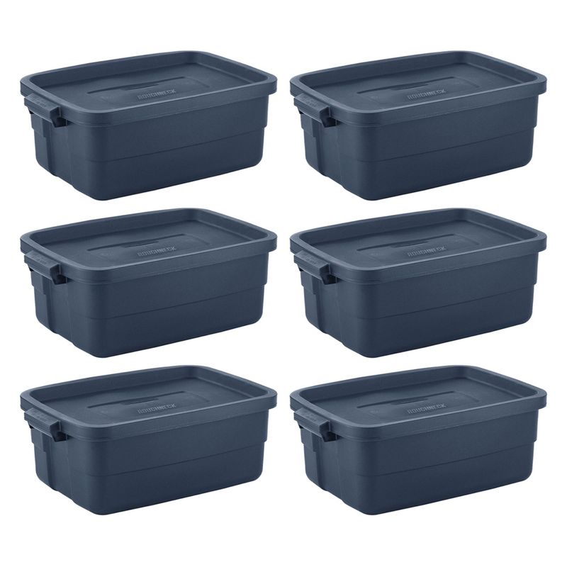 Rubbermaid Roughneck 10 Gallon Rugged Storage Tote in with Lid and Handles for Home, Basement, Garage, (6 Pack), 1 of 7