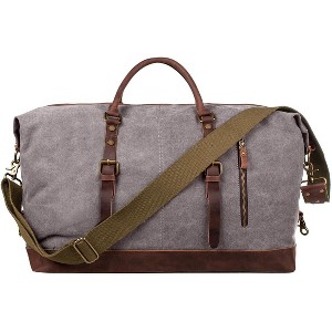 Canvas Duffle Bag for Travel, 60L Large Capacity Weekender Carry On with Removable Strap, Vintage Look for Men and Women - 1 of 4