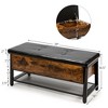 Costway Shoe Bench Padded Bench with Storage Box and Shoe Shelf Rustic Brown - 2 of 4