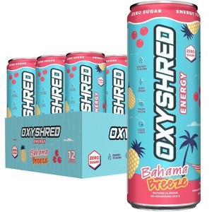 EHPlabs OxyShred Energy Drink - Zero Sugar, Zero Calories, with Amino Acids, Vitamin C, Green Tea Extract & Clean Caffeine - Bahama Breeze (12-Pack) - 1 of 4