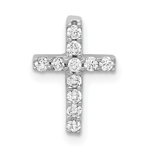 Black Bow Jewelry 14k White Gold 1/5 Ctw Diamond Mini Latin Cross Slide Pendant, 9x13mm - 1 of 4