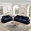 Mid-Century Sectional Sofa, 3-Seat Sofa and 2-Seat Loveseat with Flared Arms with Removable Skirt, Chenille Sofa with Cushion-Coolbibila - 2 of 4