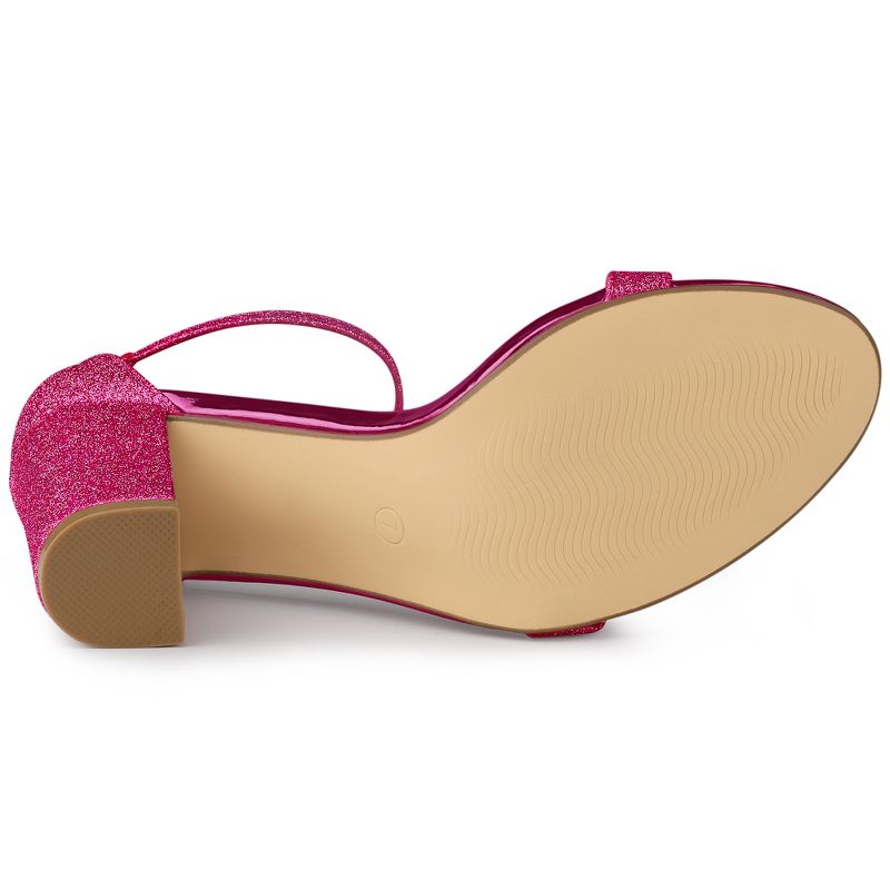 Allegra K Women's Glitter Ankle Strap Chunky Heels Sandals, 6 of 8