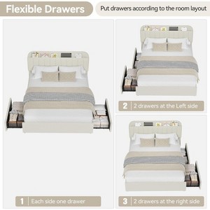 Bed Frame with Storage Headboard, Bed Frame with 2 Drawers - 1 of 4