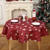 Waterproof Tablecloth - Holiday Party Tablecloth, Merry Christmas Print, Red Base with Random Deer and Christmas Tree, Dining Room and Kitchen Decor - 2 of 4
