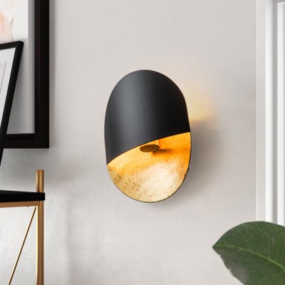 LLHZSY Modern Minimalist 1-Light Black and Gold Wall Sconces Light - 9 1/10"W x 23 3/5" H