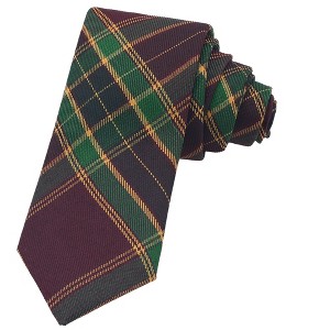INSPIRE CHIC Plaid Woven Self-tied Striped Skinny Necktie 2.8" for College Graduation Campus 1 Pc - 1 of 4