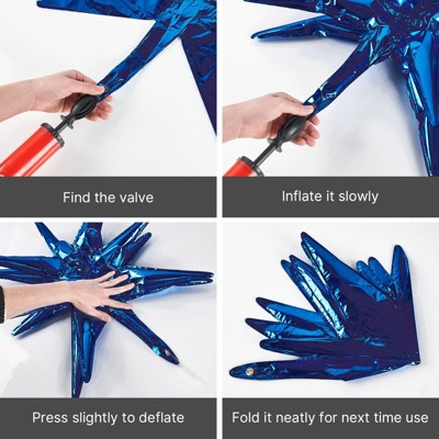 PartyWoo Balloon Arch Kit Navy Blue Starburst Spike 22 Inch 18 12 10 5 Inch 110 pcs