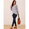 Seta T Women's Crew Neck Long Sleeve Asymmetrical Hem Floral Casual Tops - 3 of 4