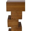 MOEPISY Geometric Block Stacked Wood Console Table with Warm Natural Finish - 3 of 4