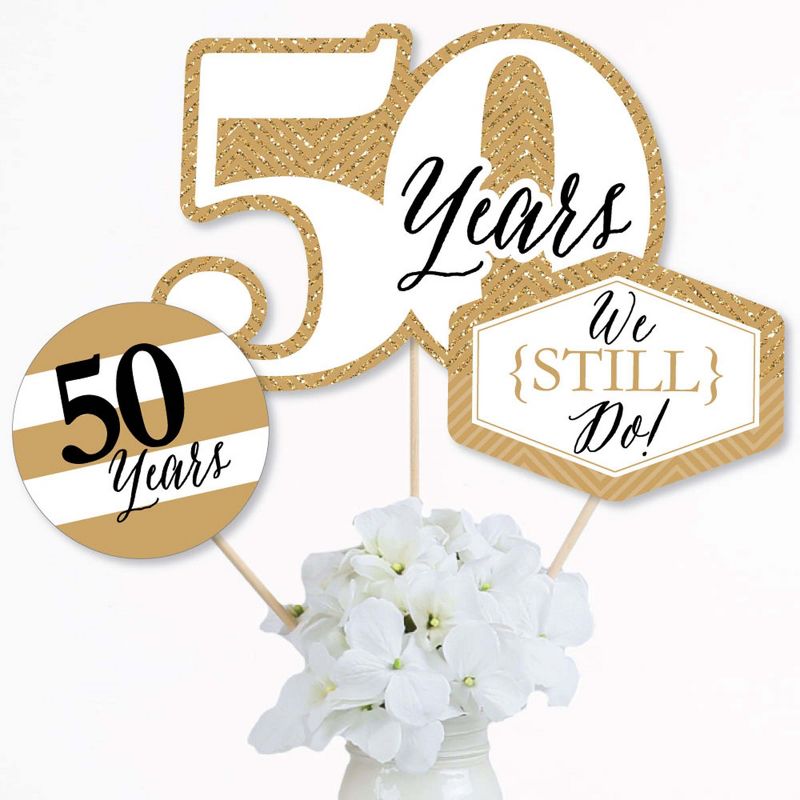 Big Dot of Happiness We Still Do - 50th Wedding Anniversary - Anniversary Party Centerpiece Sticks - Table Toppers - Set of 15, 2 of 8