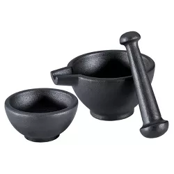 Zassenhaus Mortar & Pestle 3 Piece Set, cast iron, bowl 1.75"H , mortar 2.25" H