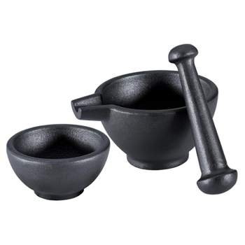 Zassenhaus Mortar & Pestle 3 Piece Set, black cast iron