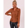 Allegra K Women's Long Sleeve Fashion Point Collar Button Up Satin Blouse - 2 of 4
