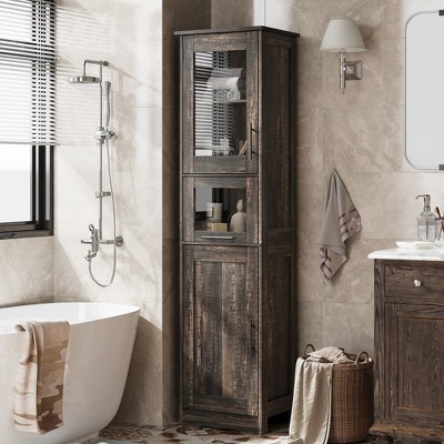 Whizmax Tall Bathroom Cabinet, Narrow Storage Cabinet with Doors and Adjustable Shelf for Laundry Room, Kitchen, Living Room, Small Spaces