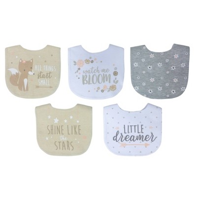 Neat Solutions Girl Aspirational Sayings Printed Water-Resistant Lined Infant Bib Set - 5pk