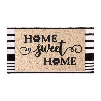 home sweet home black with striped rug