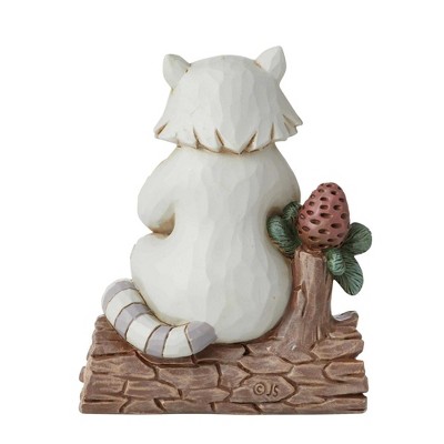 White and Beige Resin Raccoon Figurine with Pinecone
