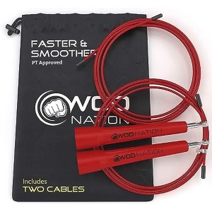 WOD Nation Adjustable Speed Jump Rope For Men, Women & Children, Fitness Skipping Rope for Boxing, MMA and Endurance (Red) - 1 of 4