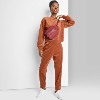 Women's High-Rise Velour Jogger - Wild Fable™ Rust M