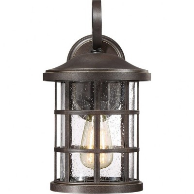 Palladian Bronze 14.25" Outdoor Wall Lantern with Seeded Glass